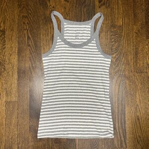 A New Day Ribbed Tank Top - grey striped - size: S